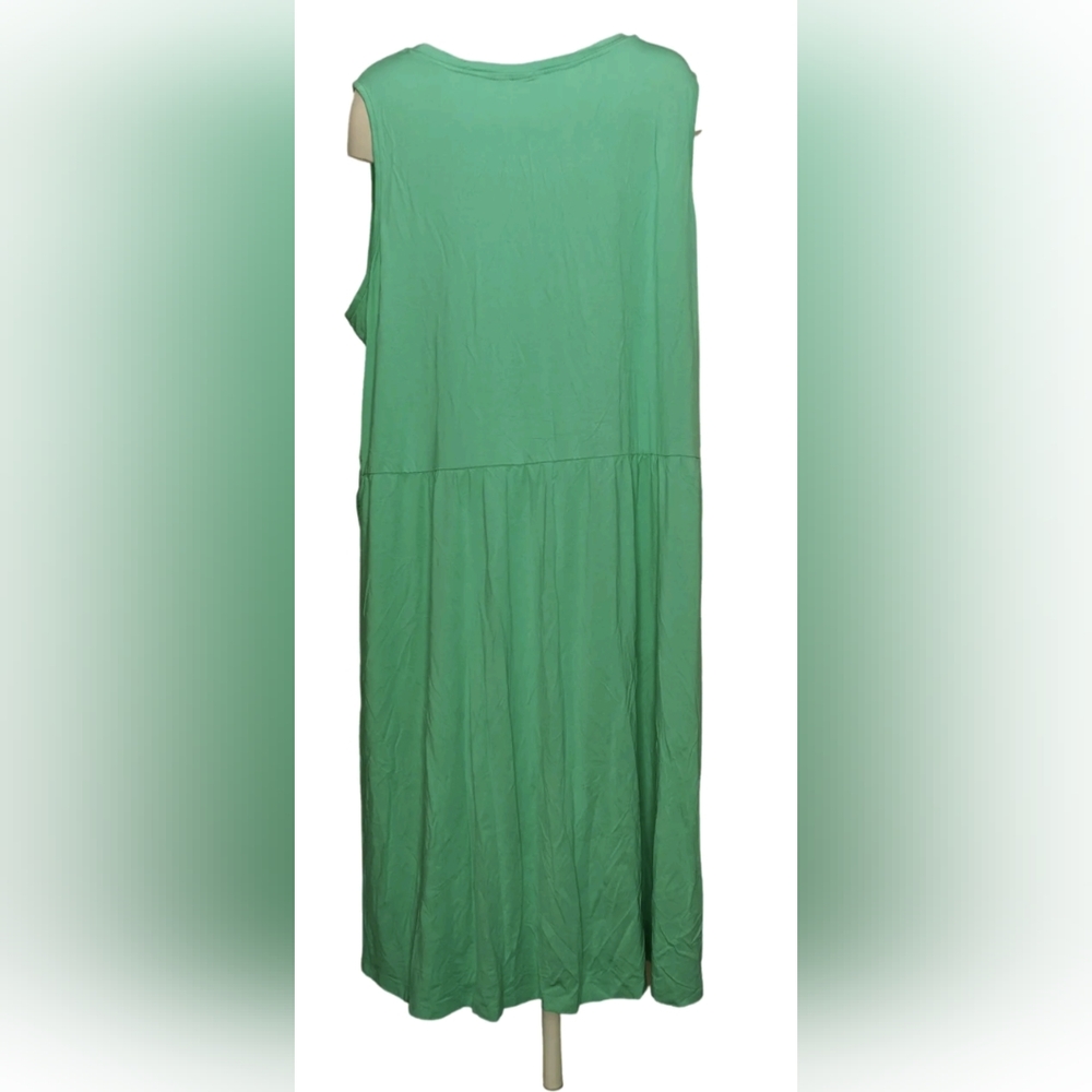 LOGO New Caribbean Sea Aqua Green Blue Midi dress with pockets 4X 4XP - Picture 4 of 7